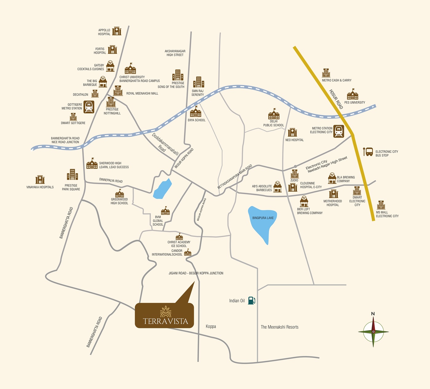 MJ Terra Vista Location Map at Begur–Koppa Road, Bangalore